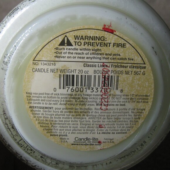 Vintage Fragrance-Delight Candle-Lite Classic Linen 20 oz Jar Candle HTF Rare - Picture 3 of 3